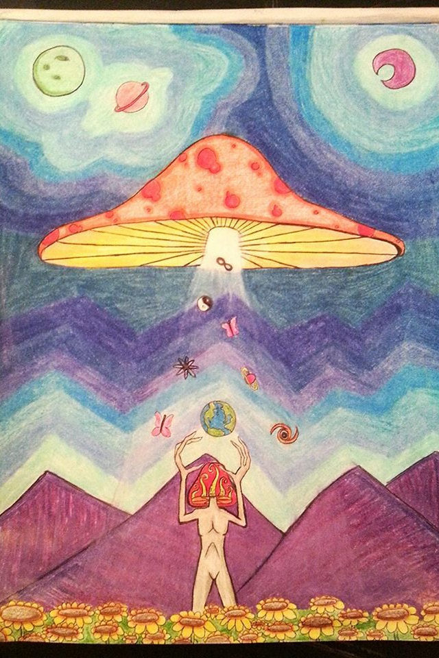 trippy ufo drawing