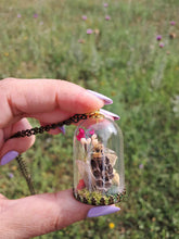 Cargar imagen en el visor de la galería, Real ladybug and bee terrarium necklace
