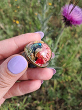 Load image into Gallery viewer, Real dogbane beetle terrarium statement ring
