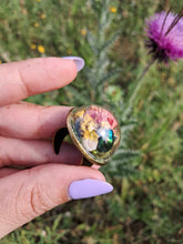 Load image into Gallery viewer, Real dogbane beetle terrarium statement ring
