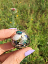 Load image into Gallery viewer, Dogbane beetle terrarium statement ring.
