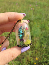 Load image into Gallery viewer, Real blue weevil terrarium statement necklace
