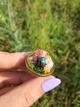 Load image into Gallery viewer, Real dogbane beetle terrarium statement ring
