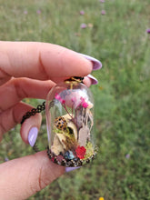 Load image into Gallery viewer, Real ladybug and bee terrarium necklace
