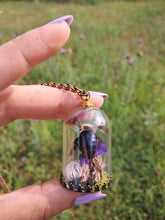 Load image into Gallery viewer, Real mason bee terrarium necklace ethically sourced
