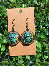 Load image into Gallery viewer, Real blue weevil terrarium earrings
