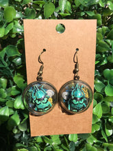 Load image into Gallery viewer, Real blue weevil terrarium earrings
