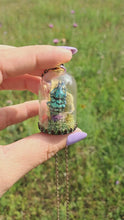 Load and play video in Gallery viewer, Real blue weevil terrarium statement necklace
