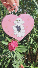 Load and play video in Gallery viewer, Hand painted pink glitter heart space pup
