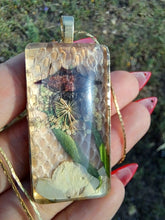 Load image into Gallery viewer, Real orb weaver spider and snake skin necklace
