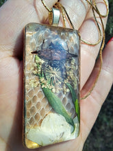 Load image into Gallery viewer, Real orb weaver spider and snake skin necklace
