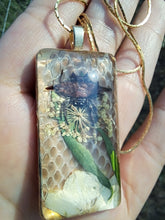 Load image into Gallery viewer, Real orb weaver spider and snake skin necklace
