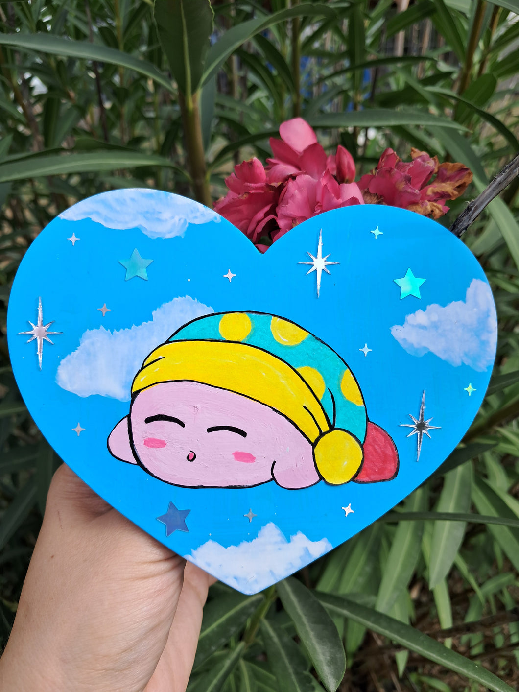 Hand painted sleepy cloud heart