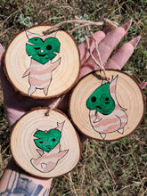 Load image into Gallery viewer, Hand painted wooden slice ornaments
