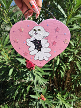 Load image into Gallery viewer, Hand painted pink glitter heart space pup
