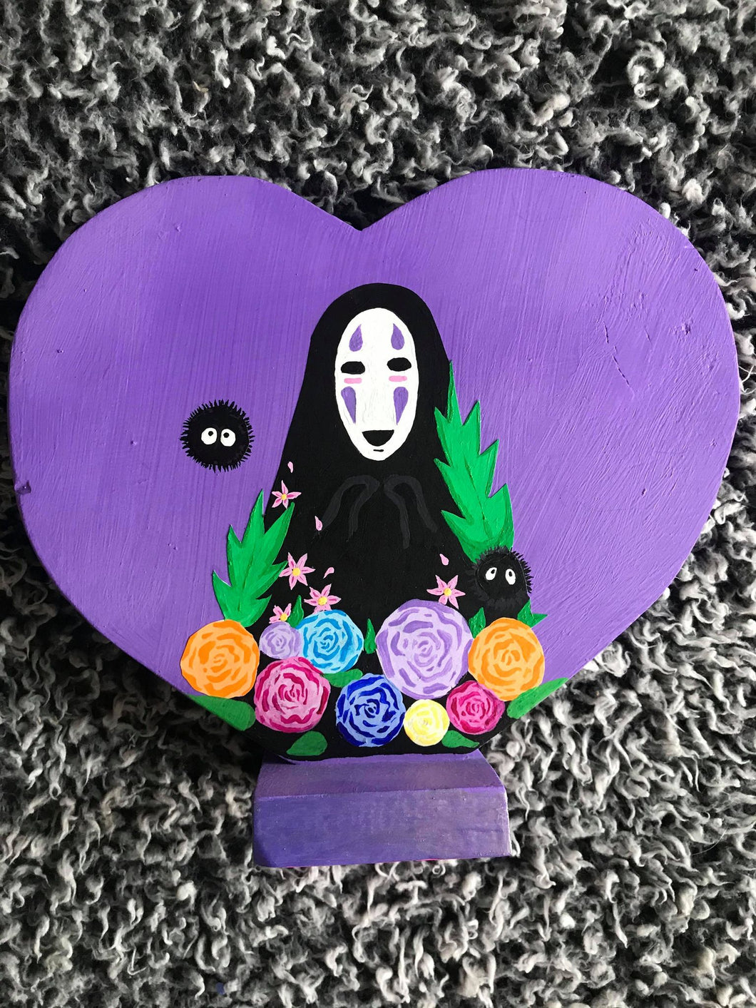 Hand painted double sided heart shaped decor