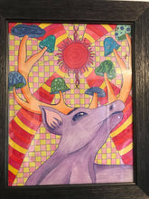 Load image into Gallery viewer, Alchemy original art psychedelic mushroom deer hallucinogenius artwork colorful surreal trippy
