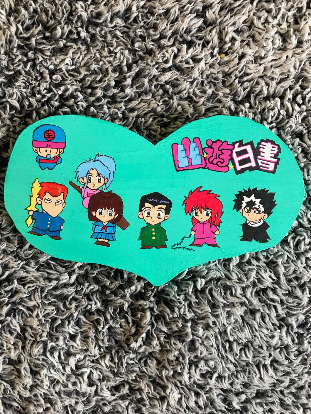 Hand Painted Anime Chibi wall decor wooden heart