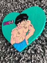 Load image into Gallery viewer, Hand painted fan art wooden heart wall decor
