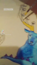 Load and play video in Gallery viewer, Original psychedelic art work framed deer mushroom trippy vivid colorful mixed media watercolor acrylic psychedelia hallucinogeniusvmjp love
