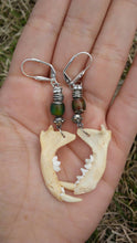 Charger l&#39;image dans la galerie, Mink Jaw bone mood bead color changing dangle earrings unique handmade bohemian tribal earthy jewelry witchy wiccan pagan fashion gift
