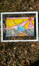 Load image into Gallery viewer, Original psychedelic art work framed deer mushroom trippy vivid colorful mixed media watercolor acrylic psychedelia hallucinogeniusvmjp love
